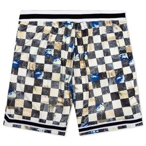 John Elliott Checkered Men's Shorts - Black, White, Blue
